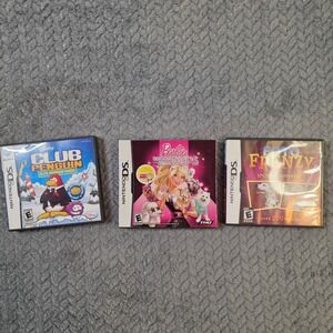 Nintendo DS Game Lot 3 CIB Club Penguin Barbie Glam Pups Foto Frenzy